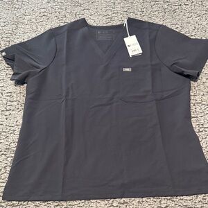 Figs Catarina One-Pocket Charcoal Color Scrub Top